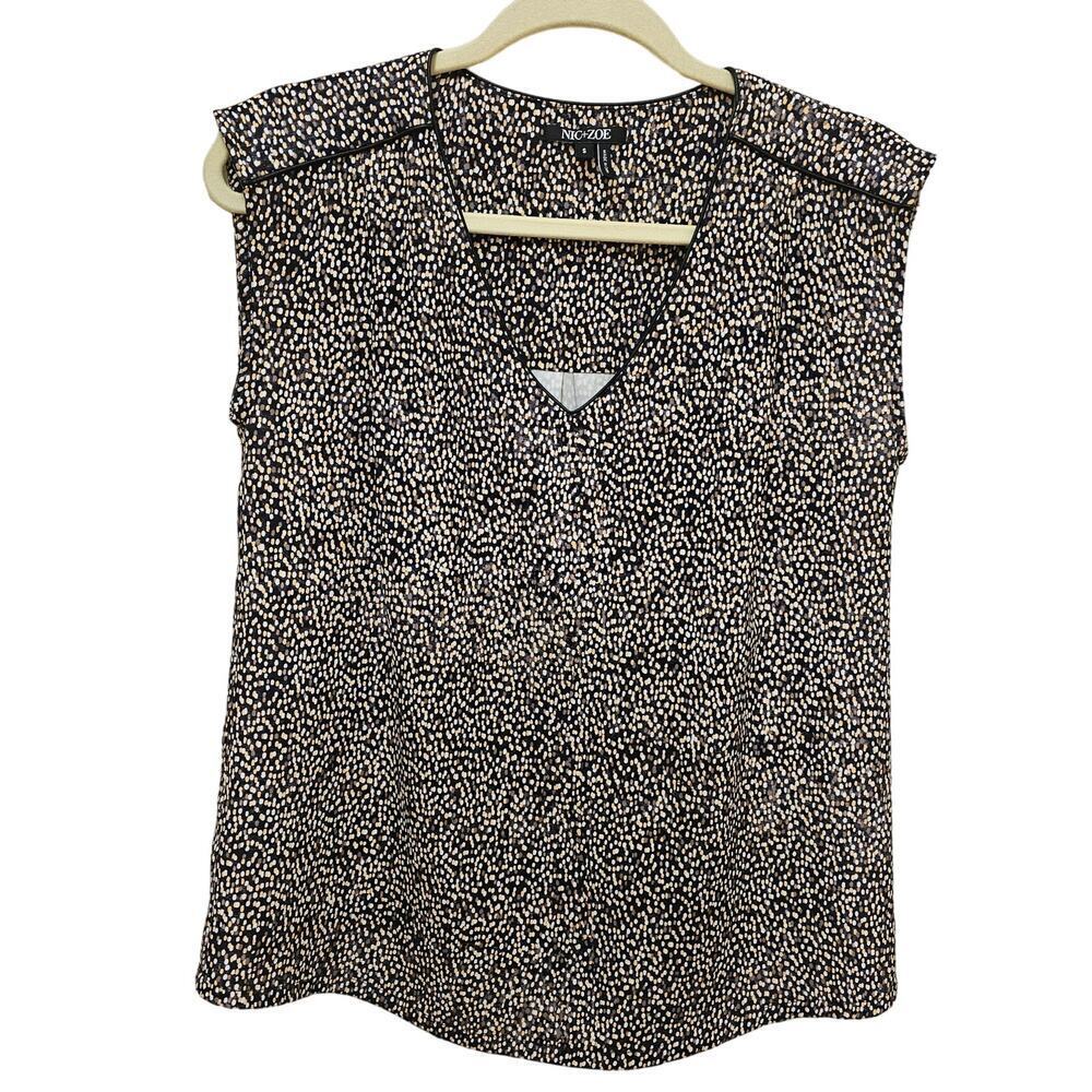 Nic+Zoe Sm GrayGoldWhitedots tank tops. Blouse.‎ Career. Work. Casual. Office.